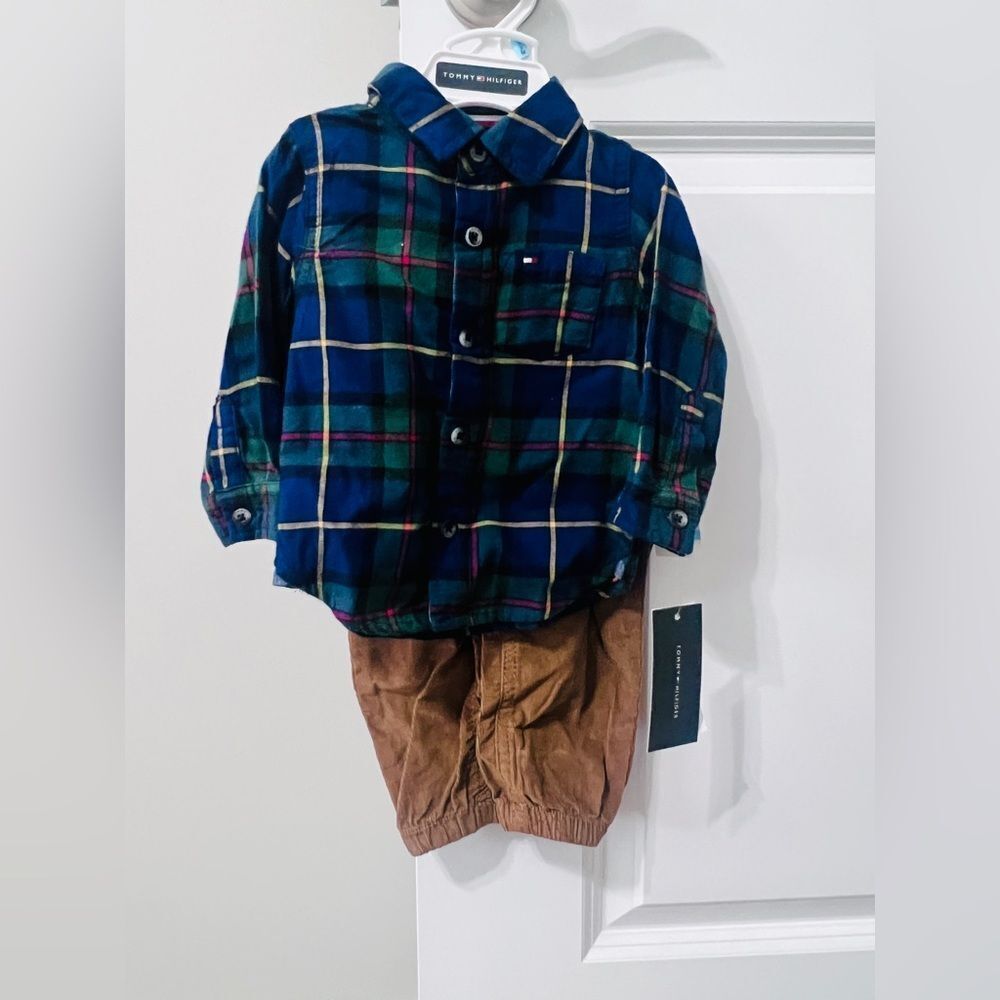 Tommy Hilfiger Baby Boys 2-Piece Plaid Shirt &
Pants Set 6-9M NWT $55